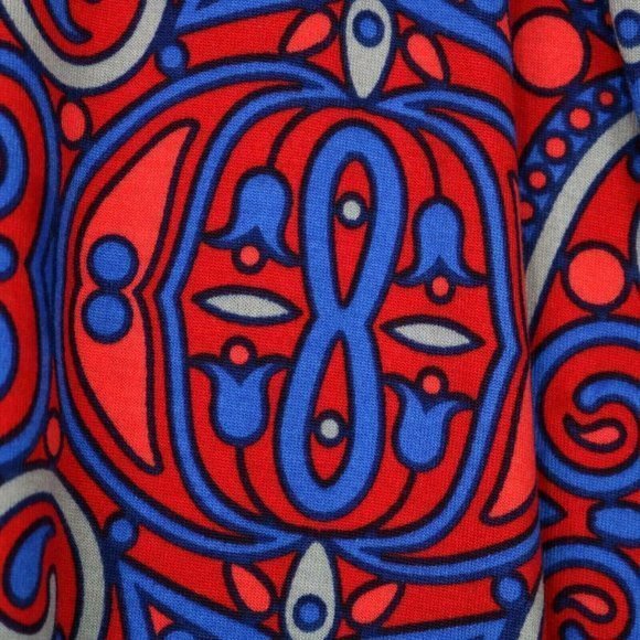 LuLaRoe Madison Pleated A-Line Skirt Red Blue Pockets M Medium - Picture 10 of 12